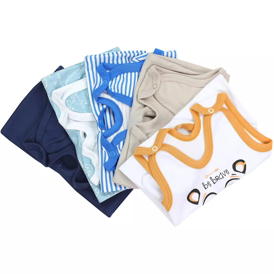TupTam Baby Strampler mit Aufdruck Spruch 5er Pack blau Modell 1