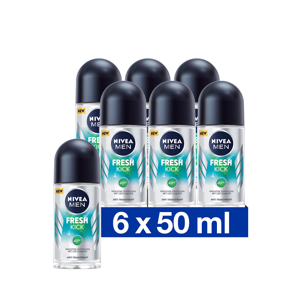 6x Nivea Men Anti-Transpirant Roll-On Fresh Kick50 ml