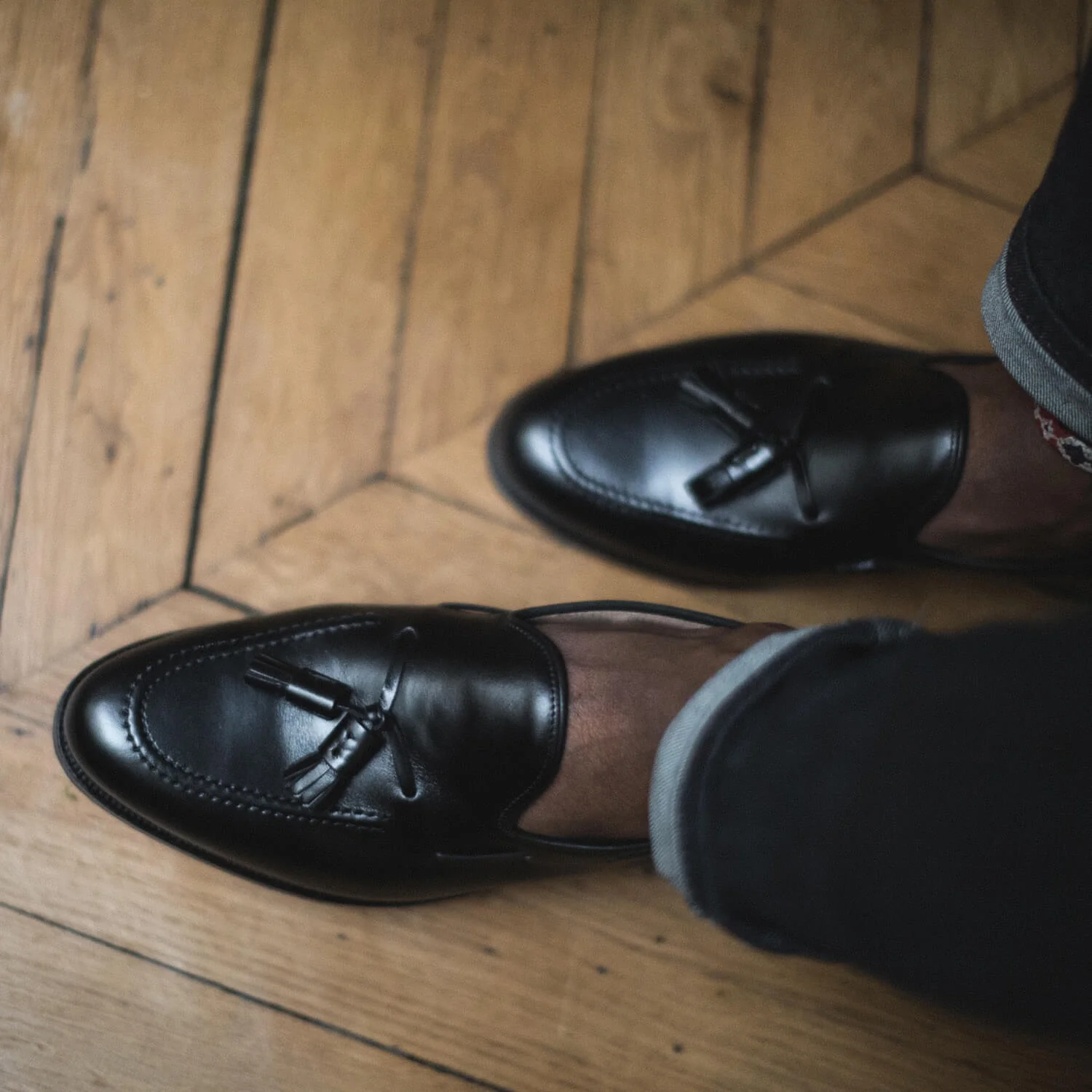 Micky-Mocassin à glands en cuir noir