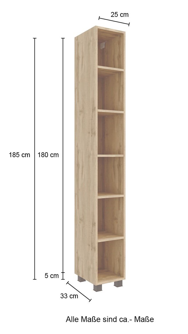 Seitenregal Limburg braun B/H/T 25x180x33 cm
