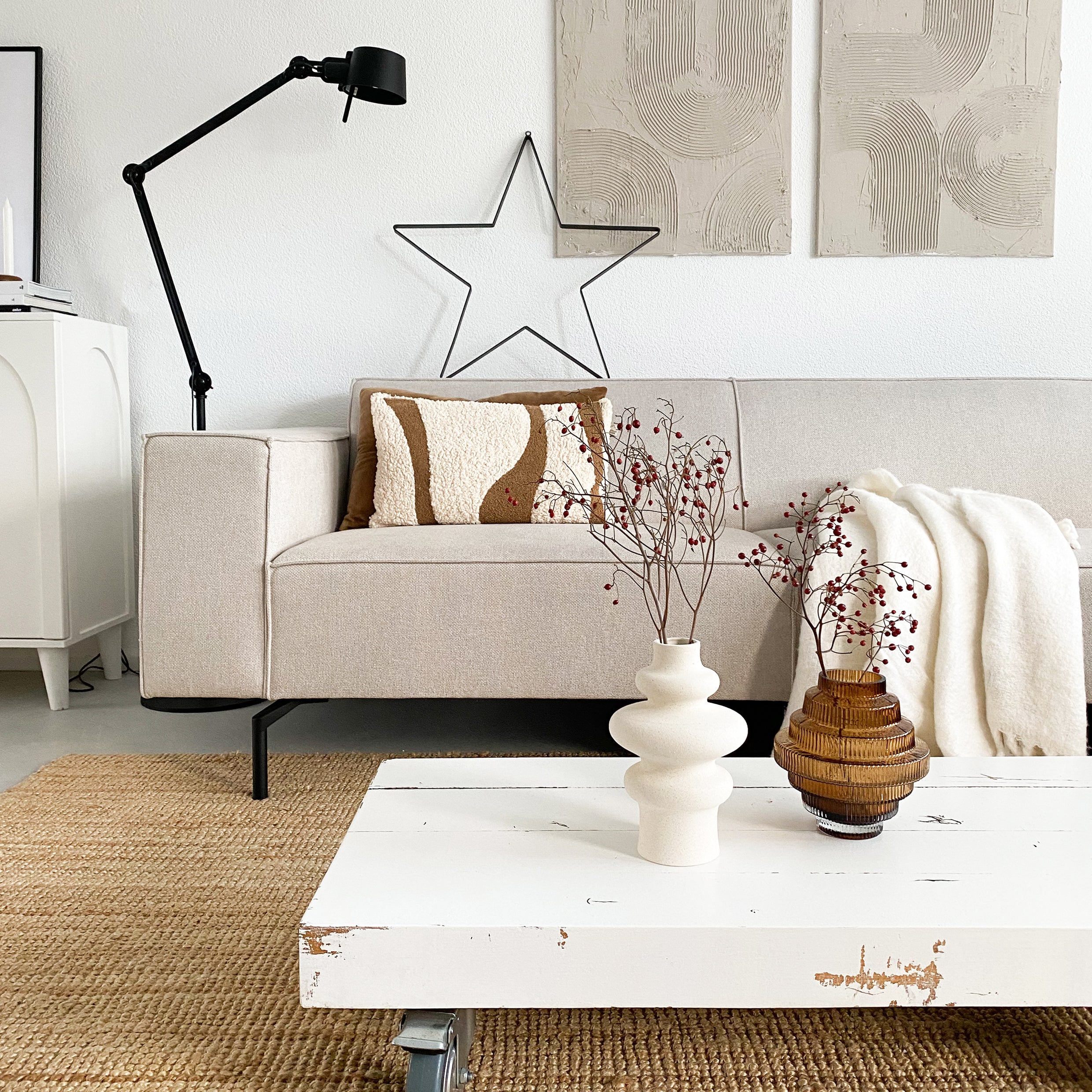QUVIO Vaas - Keramisch - 21 cm - Beige