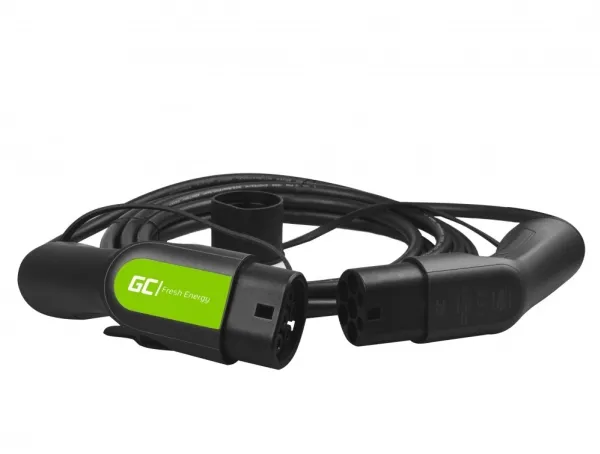 Green Cell ladekabel til elbil type 2 stik - 1 faset, 16A - Optil 3,6 kW - 5 meter