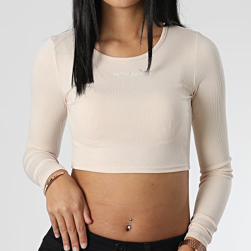 Top Manches Longues Crop Femme W33220KTO Beige