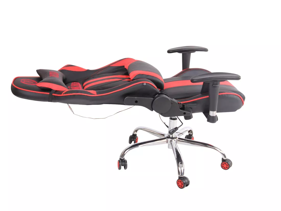 Chaise de bureau - Similicuir & Métal chromé - Noir / Rouge - Limit XM