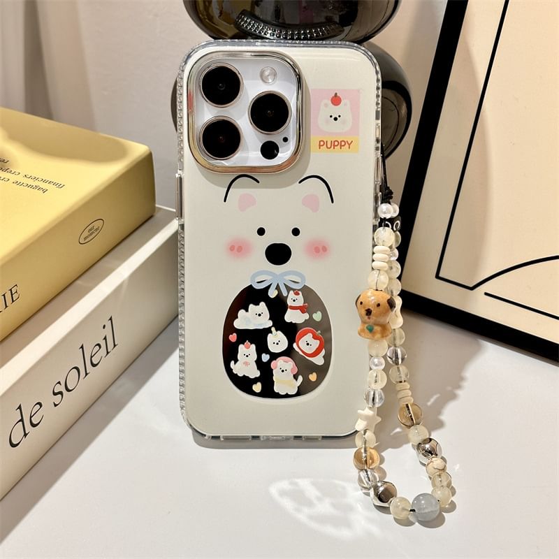Fonekase - Hond Gespiegeld Telefoonhoesje / Bandje / Set - Apple iPhone 16 Pro Max / 16 Pro / 16 Plus / 16 / 15 Pro Max / 15 Pro / 15 Plus / 15 / 14 Pro Max / 14 Pro / 14 Plus / 14 / SE / 13 Pro Max / 13 Pro / 13
