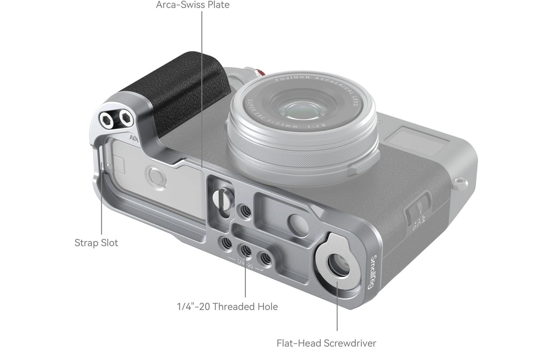 L-Winkel für FUJIFILM X100VI / X100V - SilberL-Halterung für Kamera Zubehör für FUJIFILM X100VI / X100V