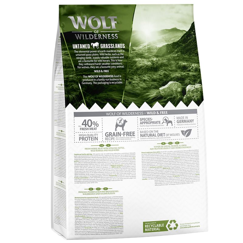 Wolf of Wilderness Elements Untamed Grasslands cheval - sans céréales