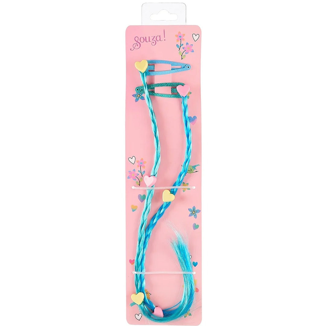 Souza for kids haarspeldjes met extensions ulla - blauw - 2st