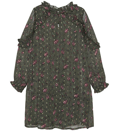 Creamie Kleid - Flower Dot - Olive Nacht