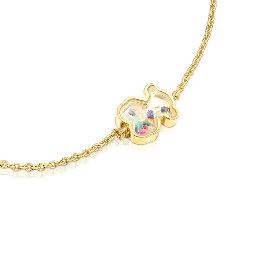 Pulseira Areia com banho de ouro 18k sobre prata e múltiplas pedras preciosas.