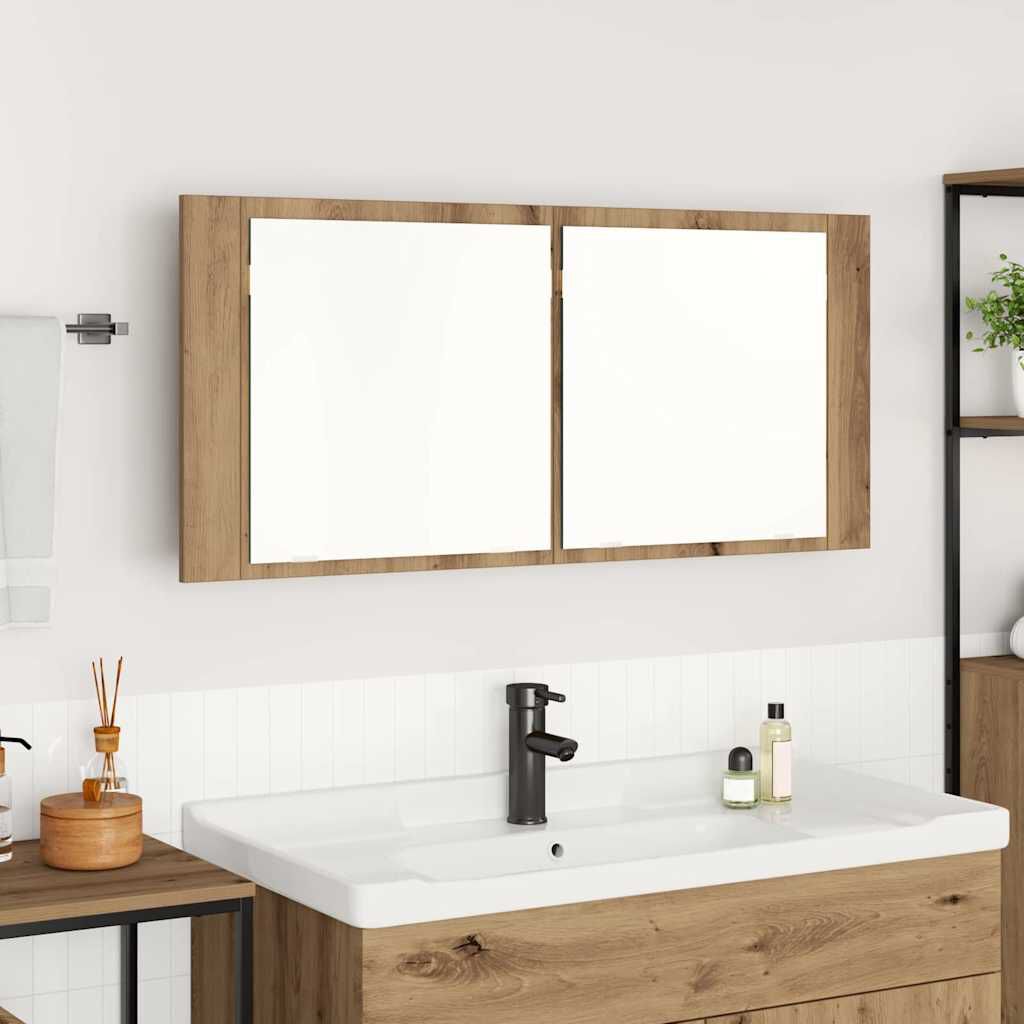 vidaXL LED-spiegel met plank Artisan Oak 100 x 12 x 45 cm