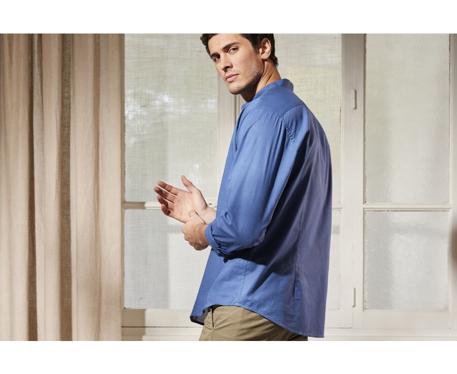 Chemise tunique coton lin Indigo unie - VALBERT