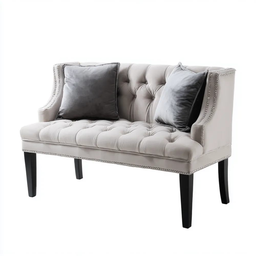 2-Sitzer-Sofa Stoff 150x85x75 cm – Hellgrau – Klassisches Design