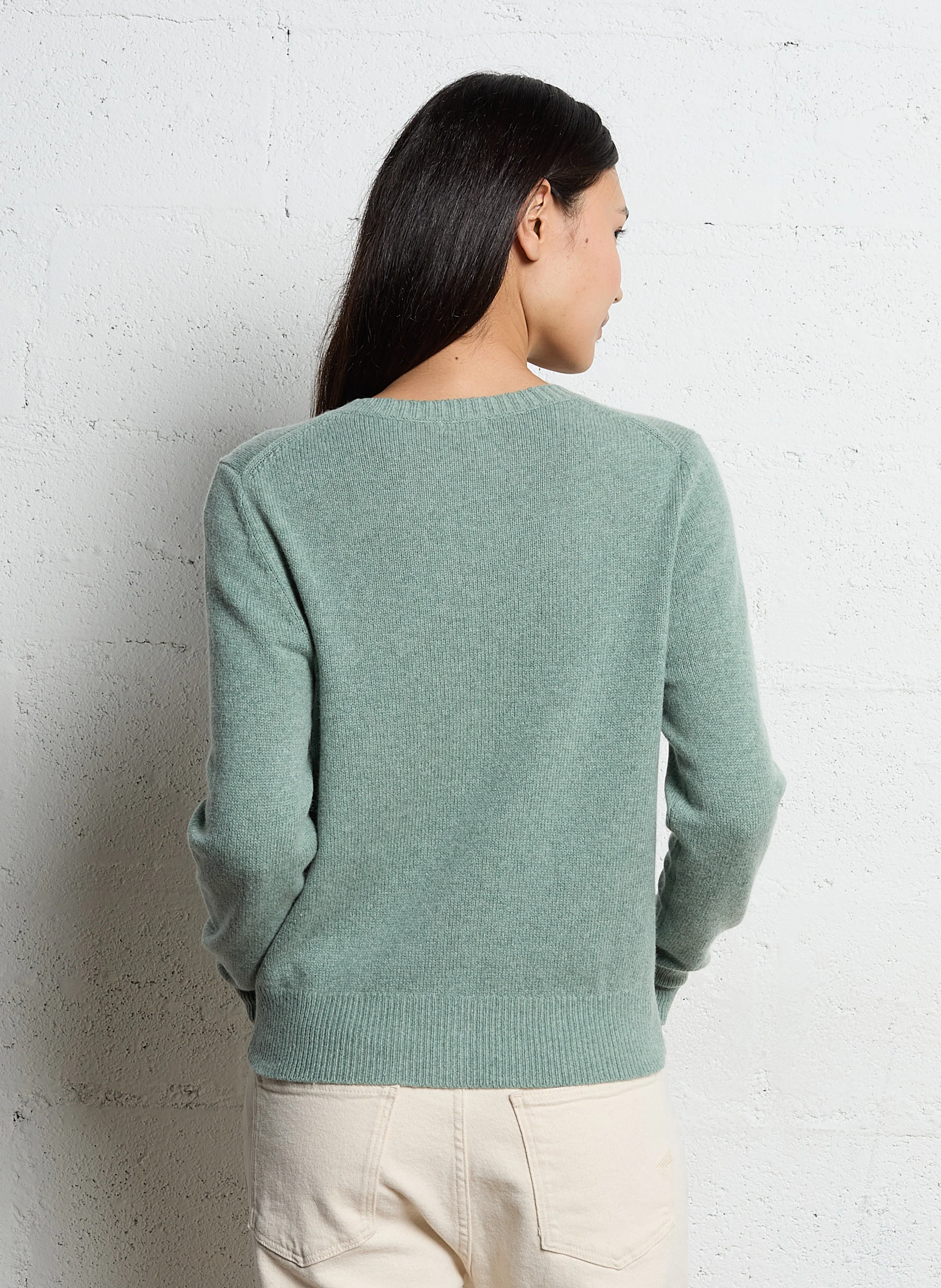 GIWES - Gilet col rond en laine mélangée | Bleu