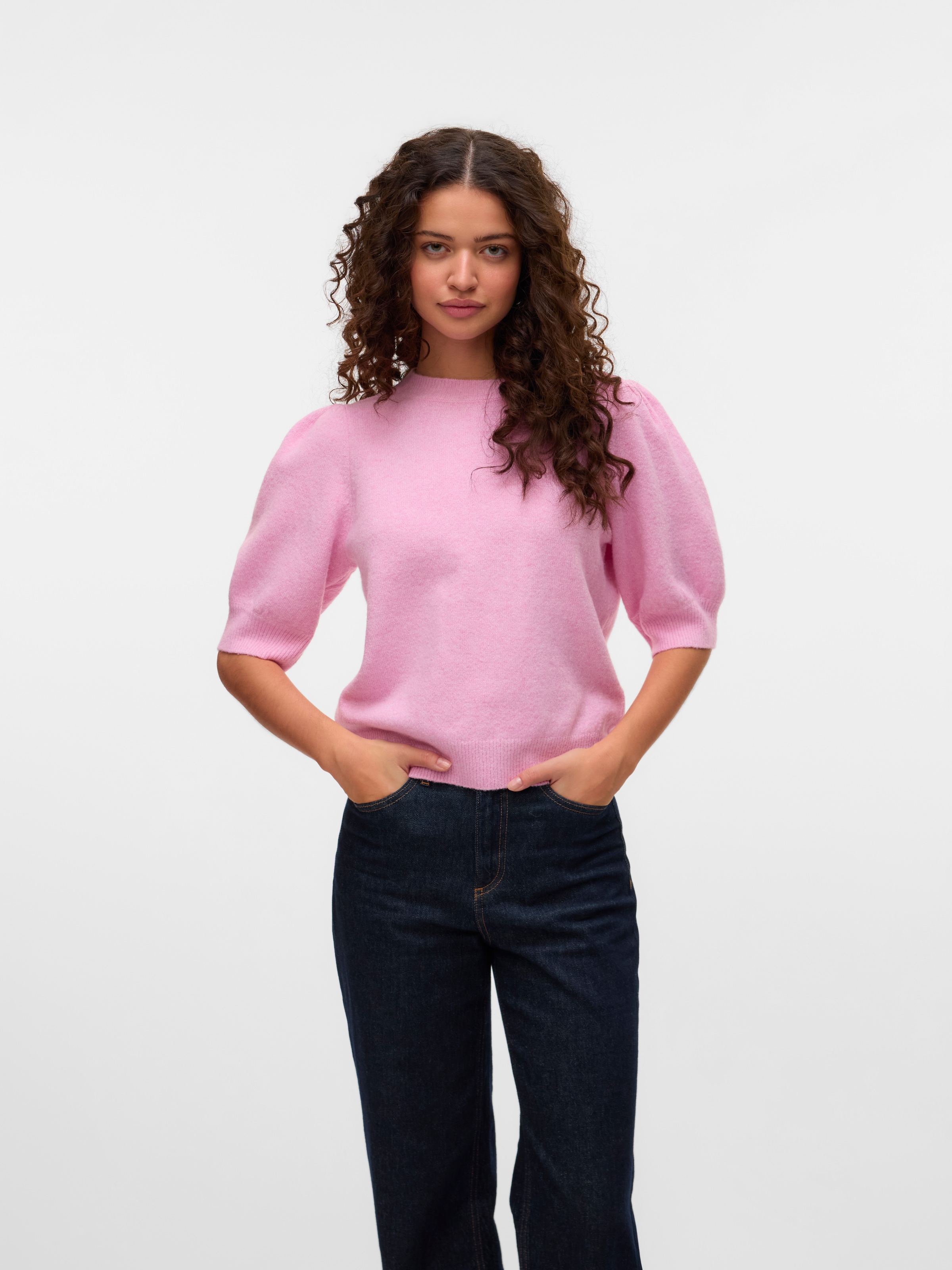 Vero Moda Rundhalspullover »VMDOFFY 2/4 O-NECK PULLOVER GA NOOS«, mit kurzen Puffärmeln