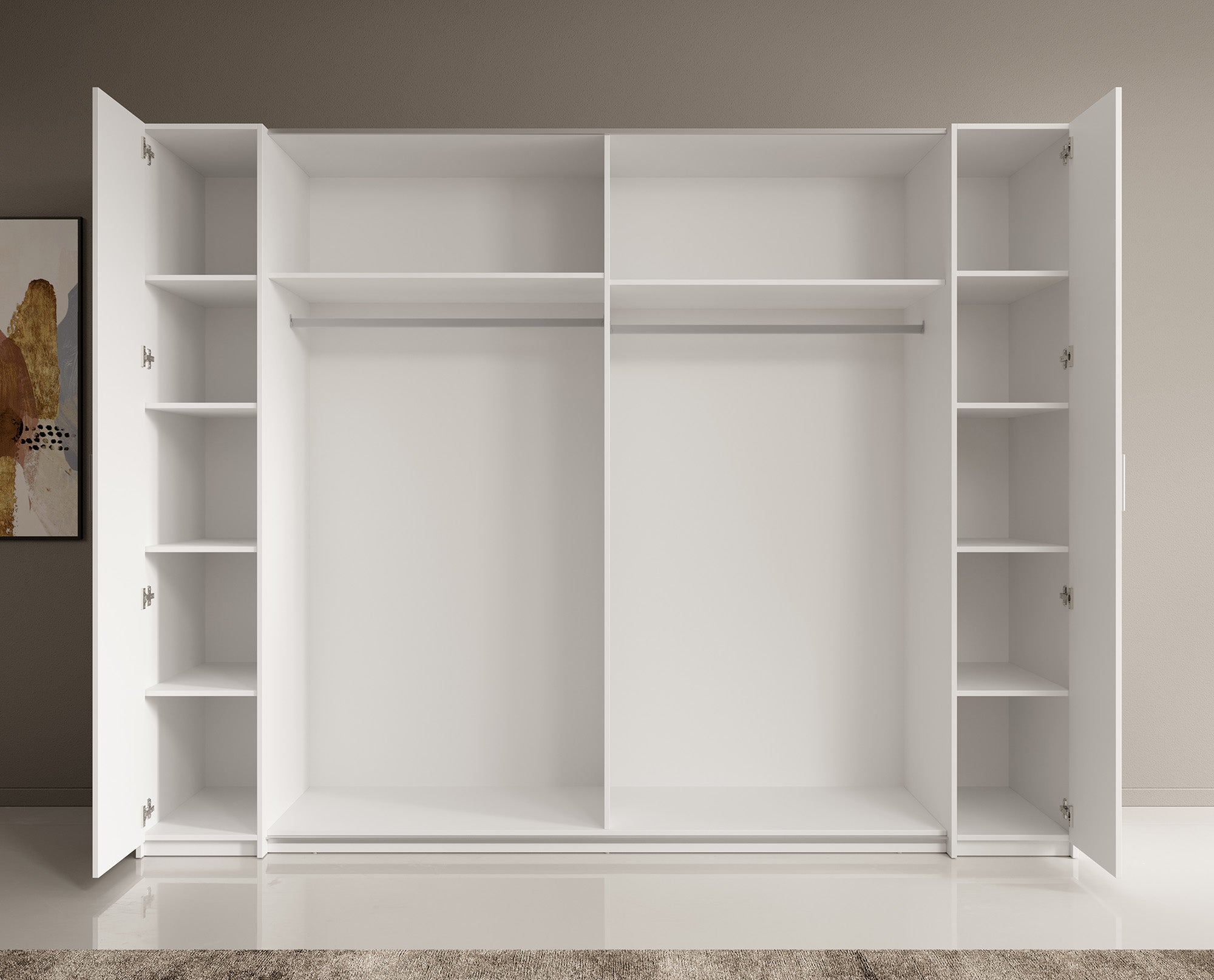 Stoke - Kledingkast 4-deurs - Wit - 270x61x208 cm