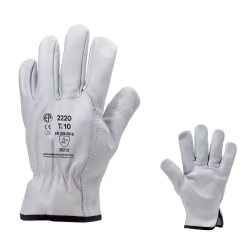 Gant maîtrise fleur de vachette blanc pouce palmé