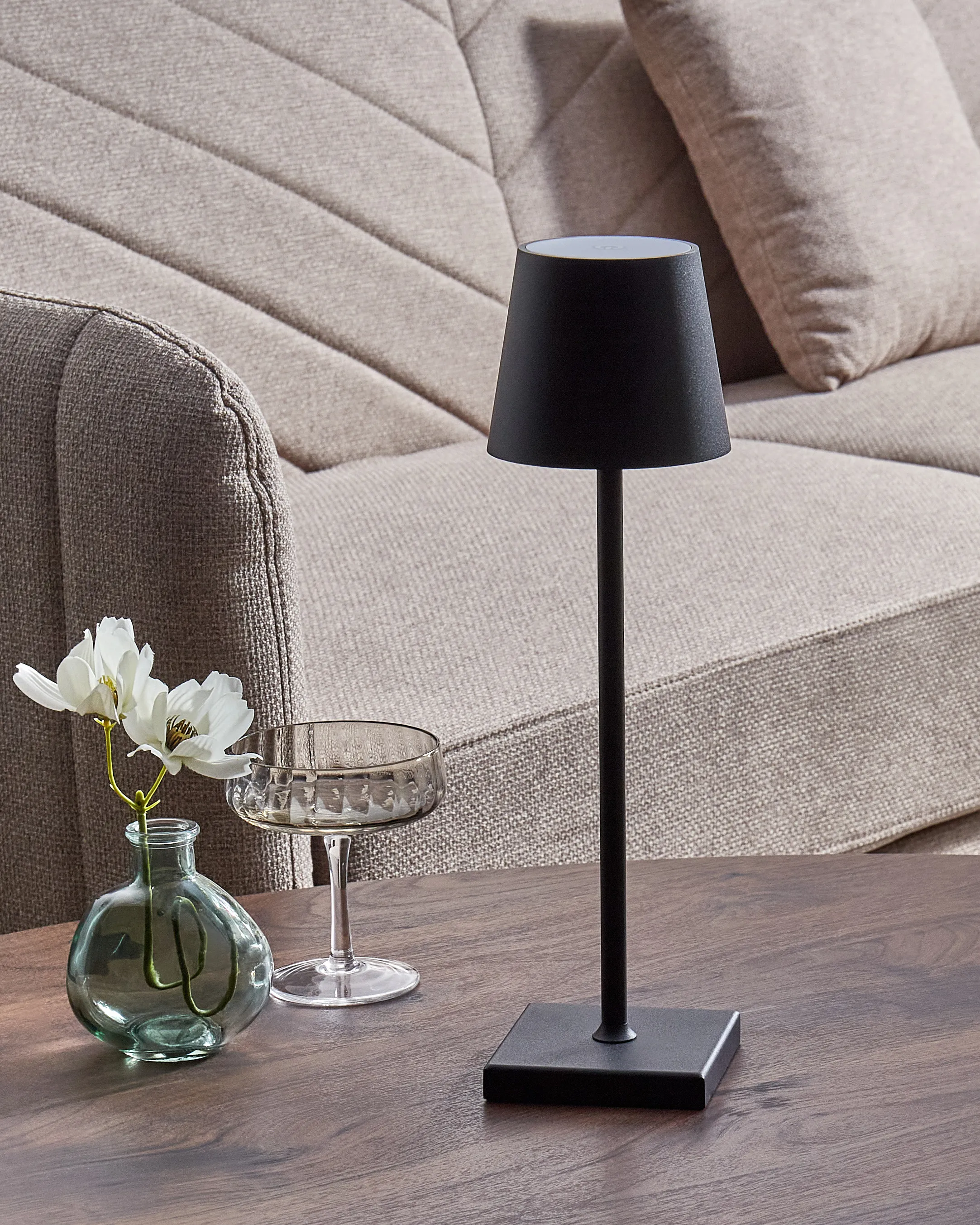 LED draadloze tafellamp BACEIRO met dimmer Metaal Zwart