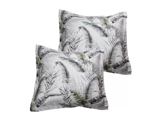 Lot de 2 Taies d'oreiller satin de coton imprimé Palmariva
