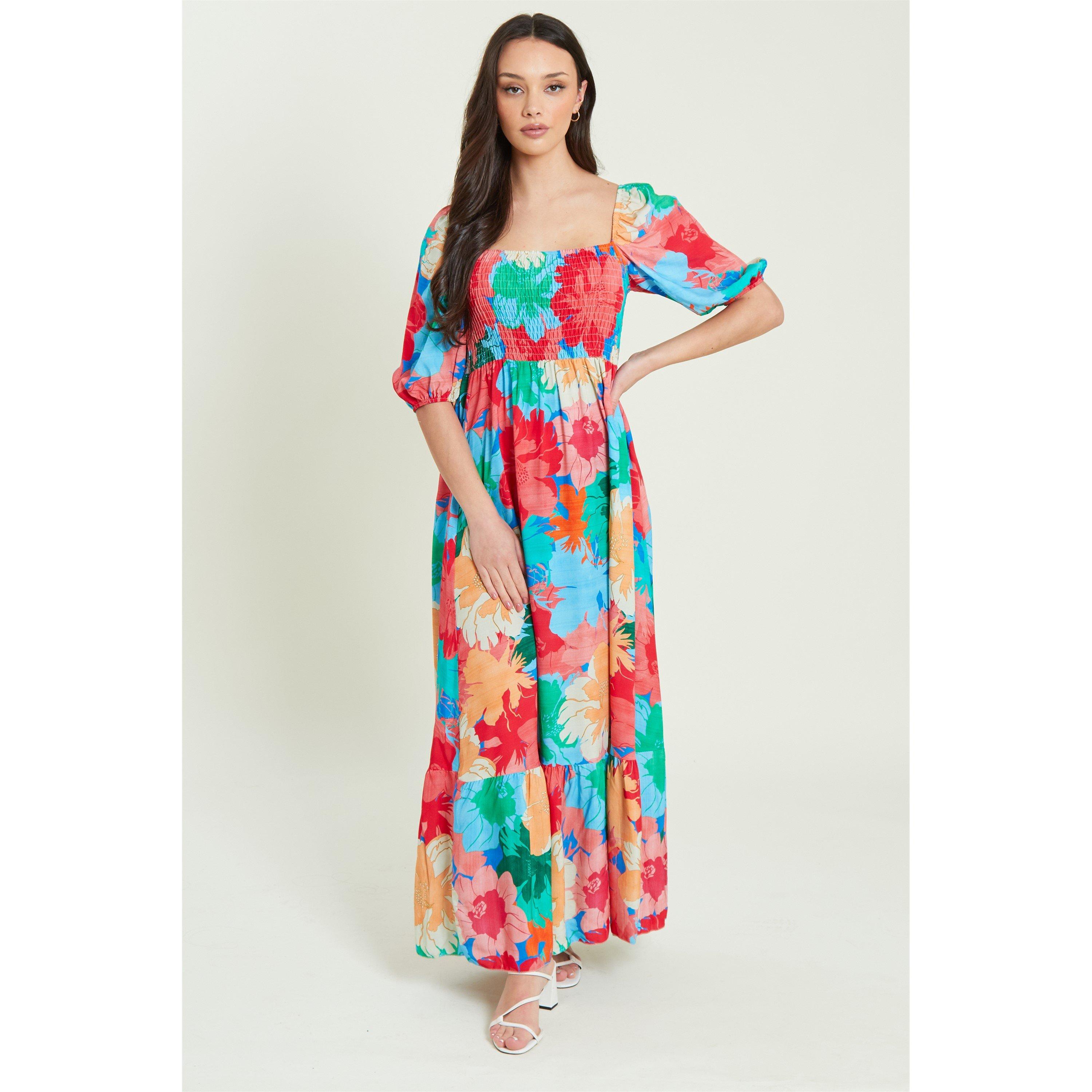 Be You Shirred Shirred Puff Sleeve Midi Dress