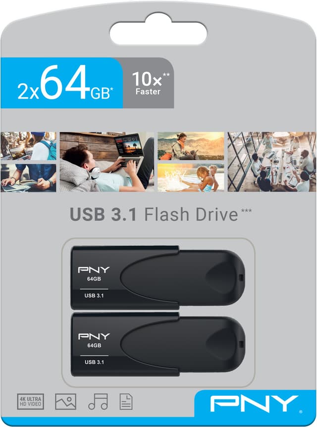 PNY Attache 4 USB 3.1 flashdrev 64 GB (2-pak)
