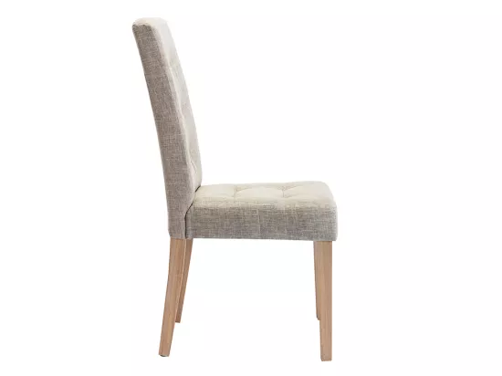 Lot de 2 chaises en tissu et bois - Beige - VILLOSA