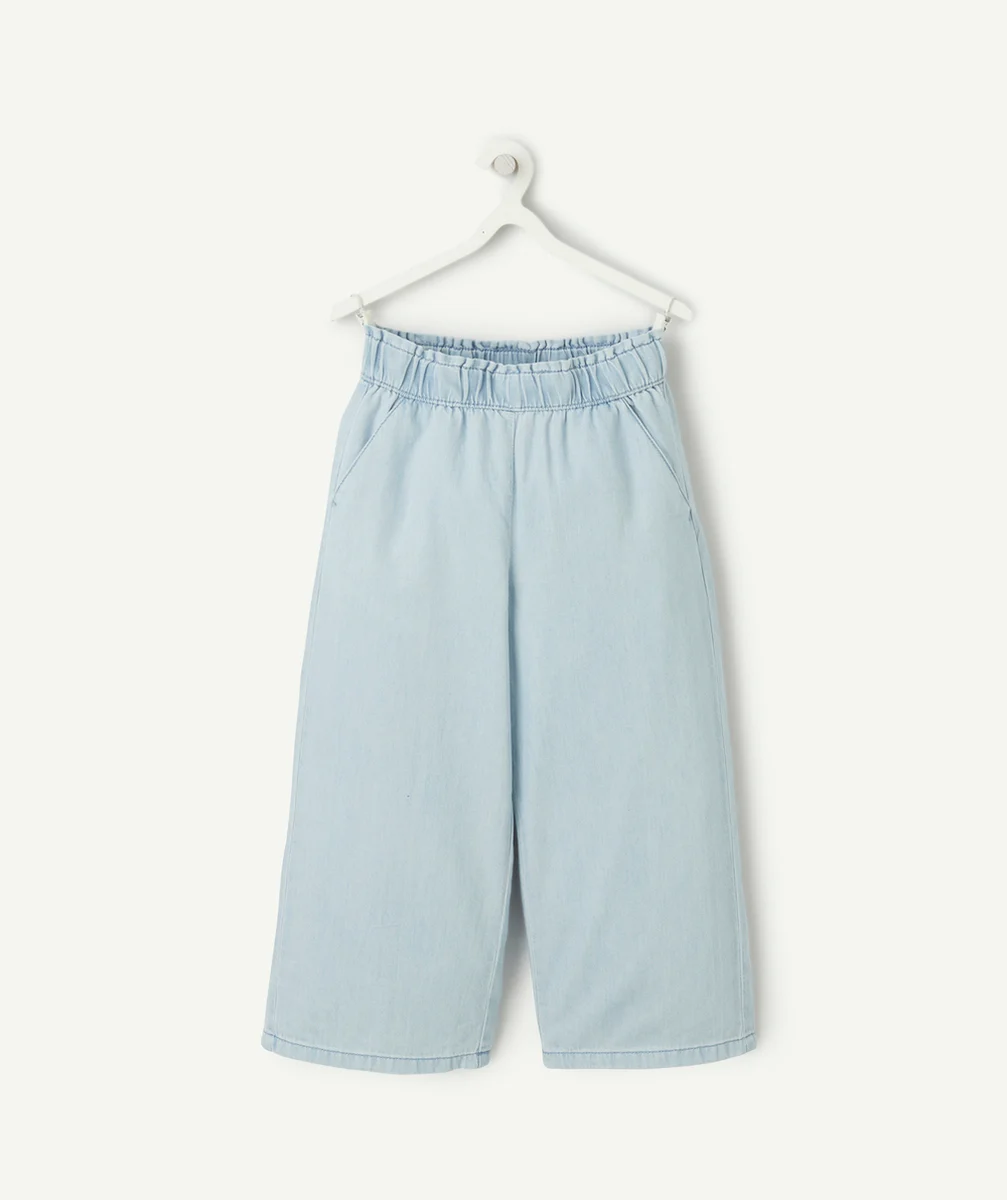 pantalon large fille en denim light low impact bleu