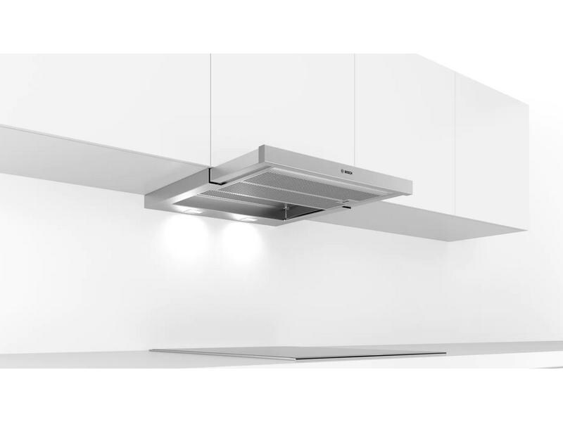 Bosch Flachschirmhaube DFR067T51 5 Stufen Teleskop-Dunstabzugshaube für den Einbau in einen 60 cm breiten Oberschrank
