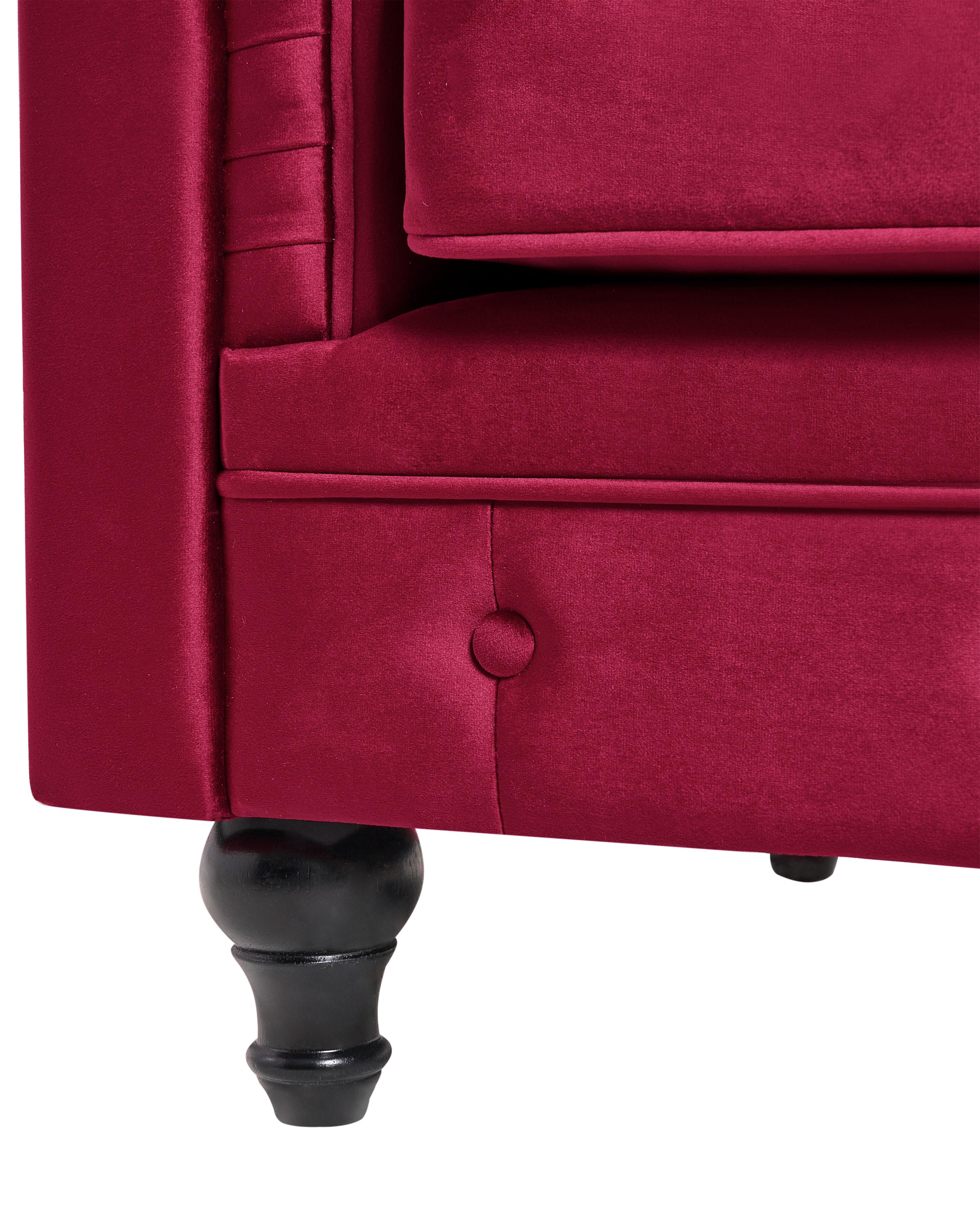 Fauteuil CHESTERFIELD Fluweel Bordeauxrood