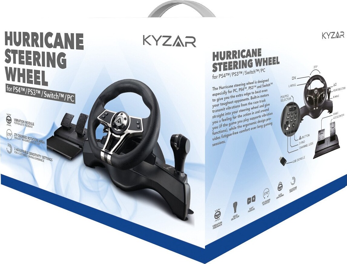 Rat Og Pedaler Sæt Til PS4, PS3, Switch Og Pc - Hurricane - Kyzar
