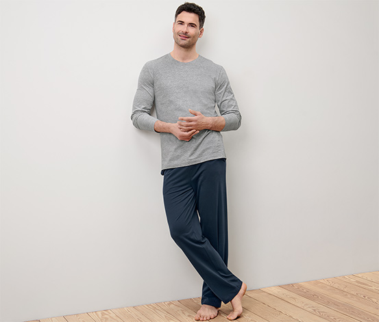 Pyjama, grau/blau