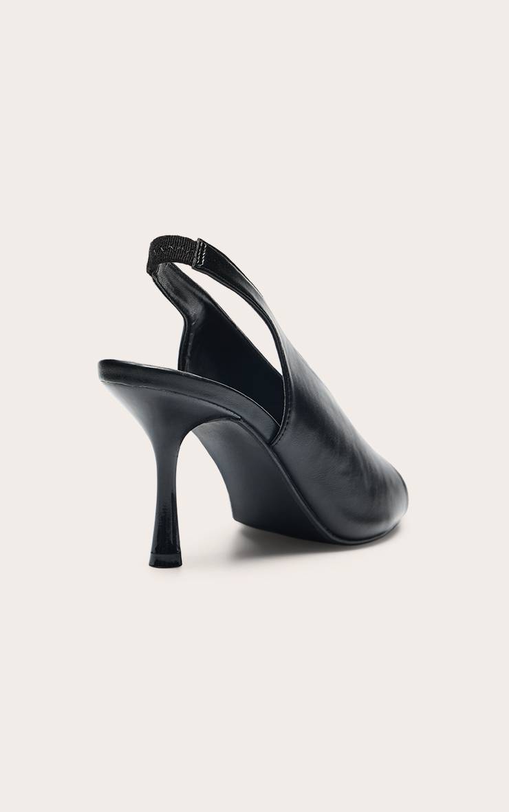 Noir Escarpins À Bride Arrière Et Bout Ouvert En Synthétiquecuir