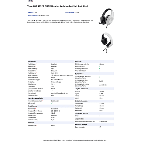 Trust GXT415PS Zirox Headset PS5