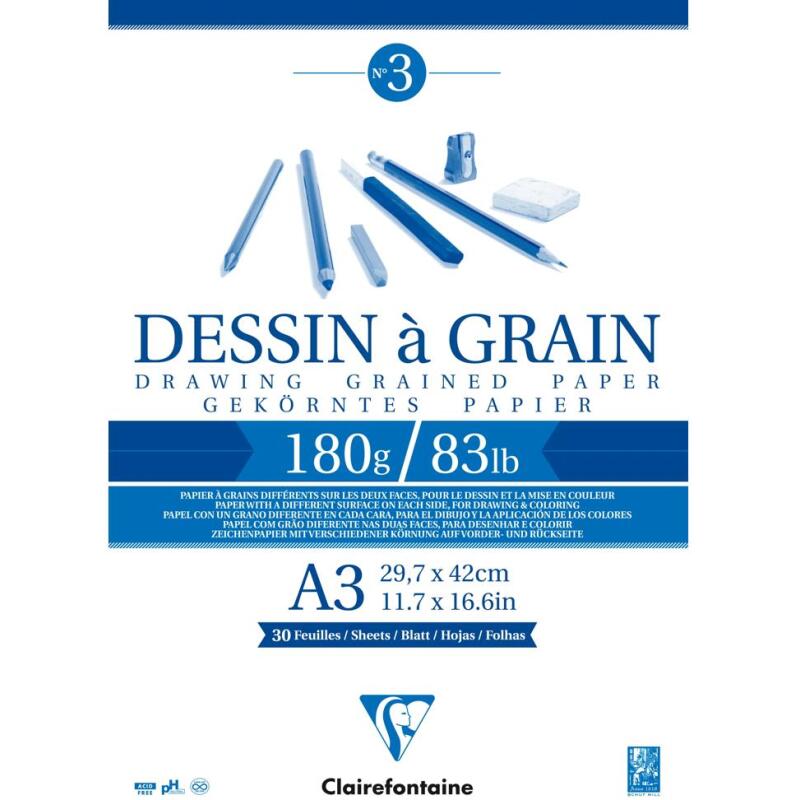 Dessin à Grain bloc collé 30F A3 180g