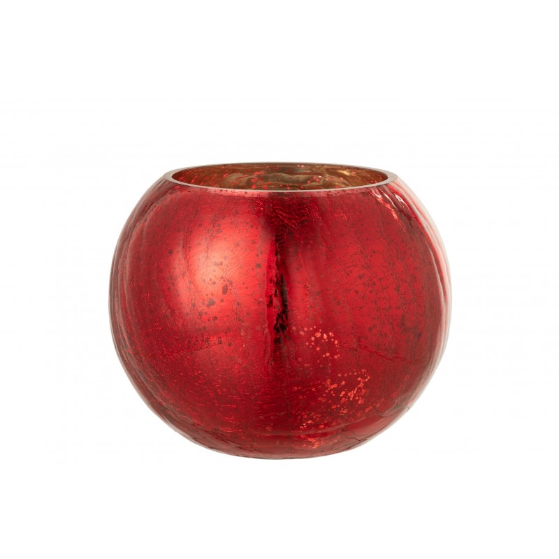 Photophore en verre rouge 20x20x16 cm
