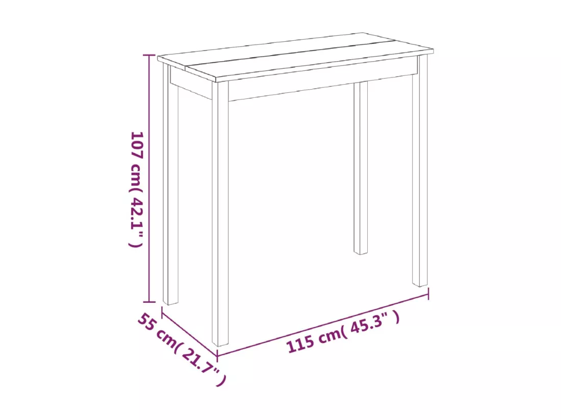 Table de bar MDF noir 115x55x107 cm