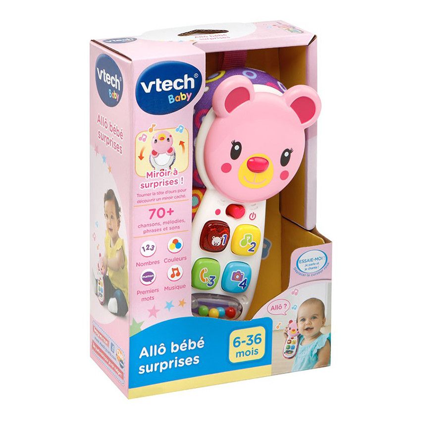 Jouet téléphone Allô Bébé Surprises - Rose - Doré
