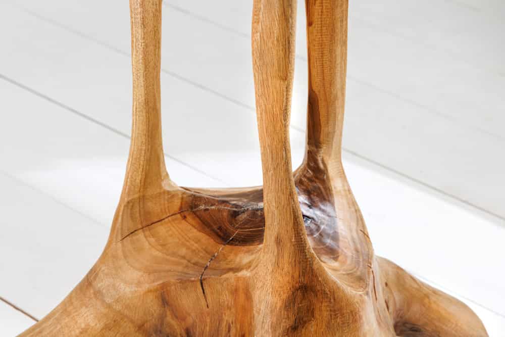 Massivholz Beistelltisch ROOT 70cm natur Teak aus Wurzelholz im Stelzen-Design