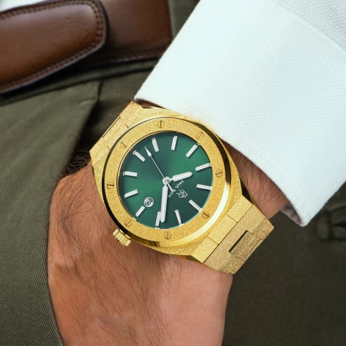 Montre Frosted King Jade 45mm Gold Green