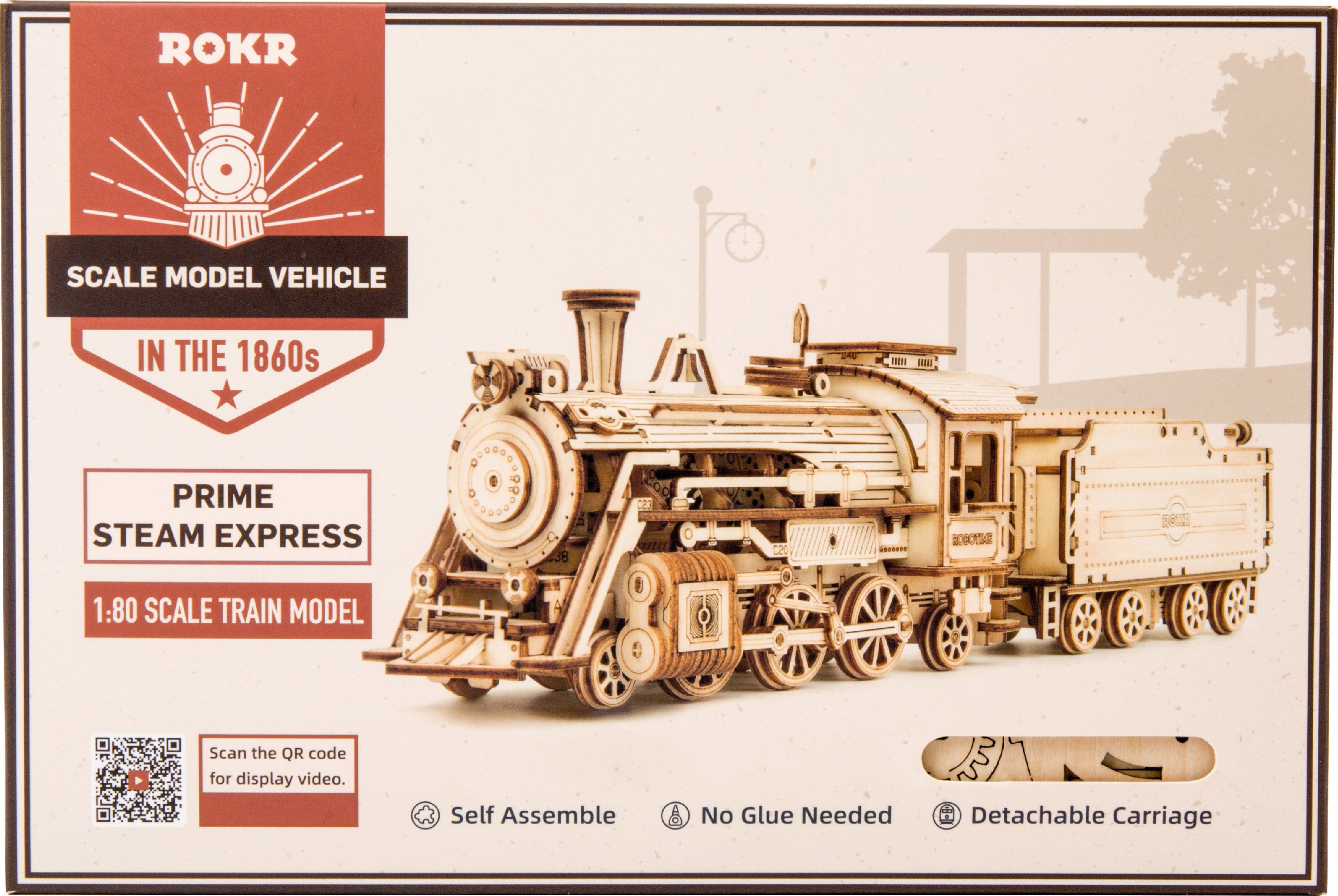 ROKR  Prime Steam Express    3D Holzpuzzle: Eine Reise aus Holz & Zahnrädern