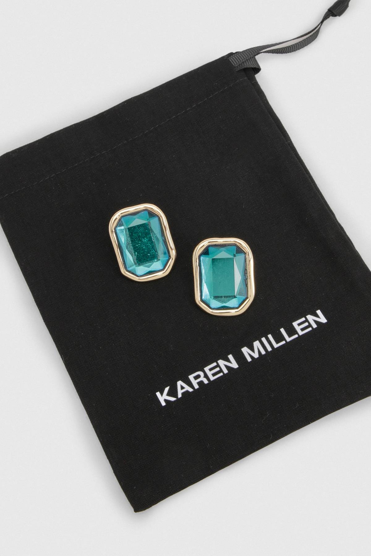 KarenMillen Boucles d'Oreilles synthétiqueces Ovales Effet Cristal