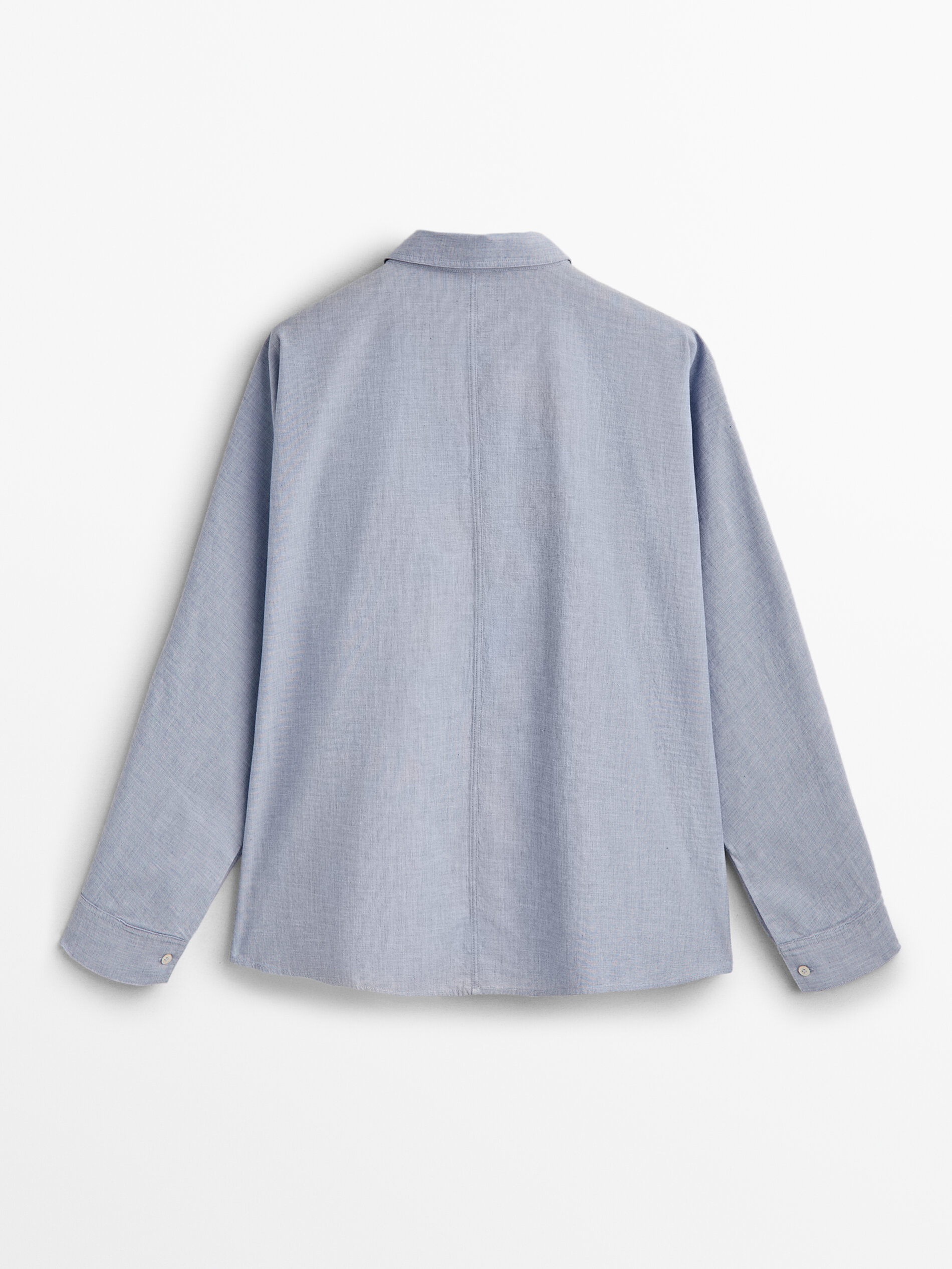 Camisa de algodão chambray - AZUL
