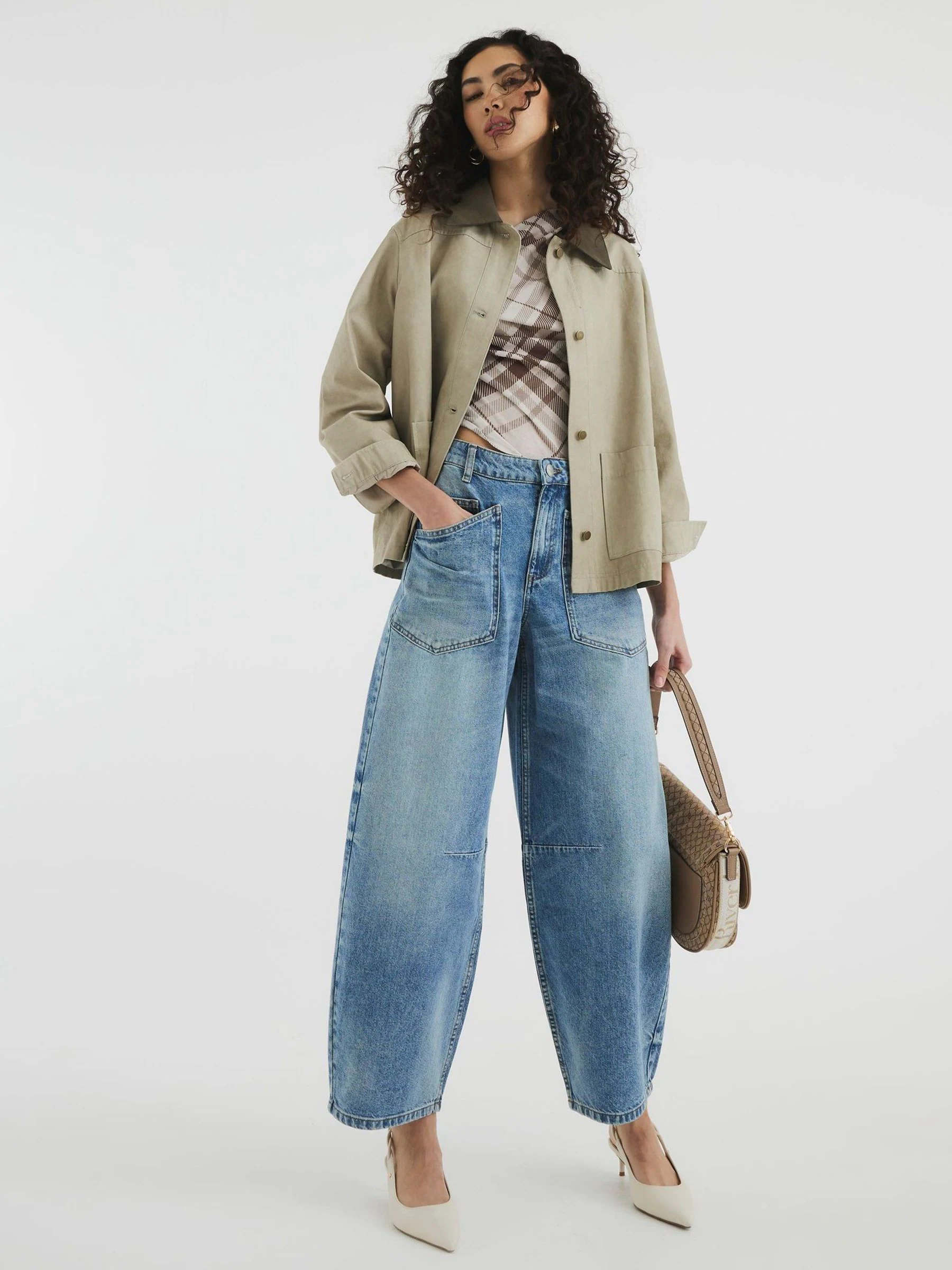 River Island Pocket Front Barrel 100% Katoenen Jeans