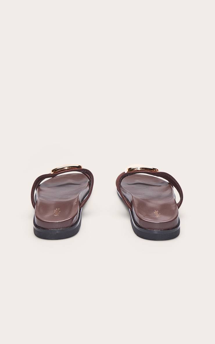 Chocolat Sandales À Semelle Anatomique En Synthétique Avec Finition Dorée