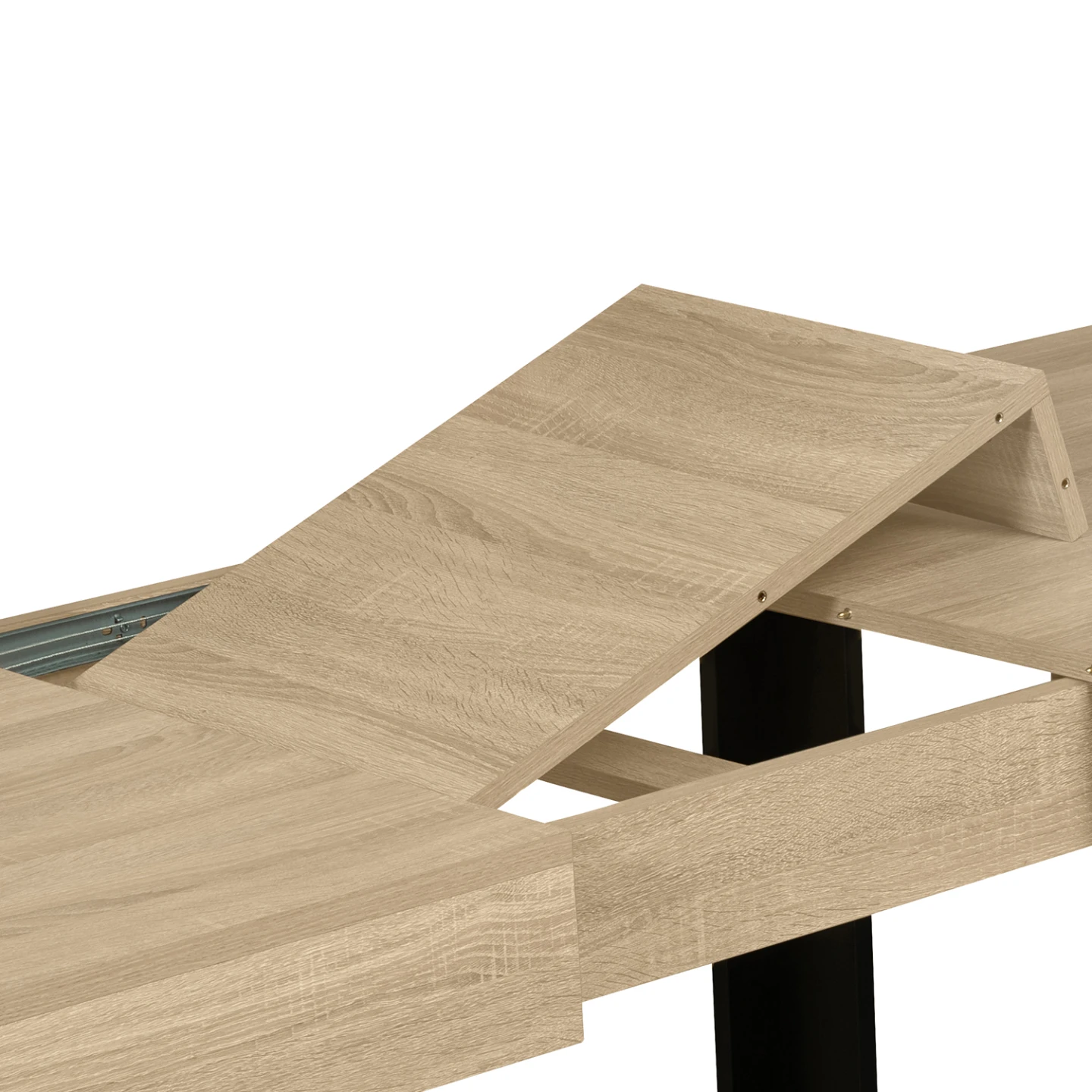 Table à manger extensible rectangle PHOENIX 4-8 personnes bois et noir 160-200 cm
