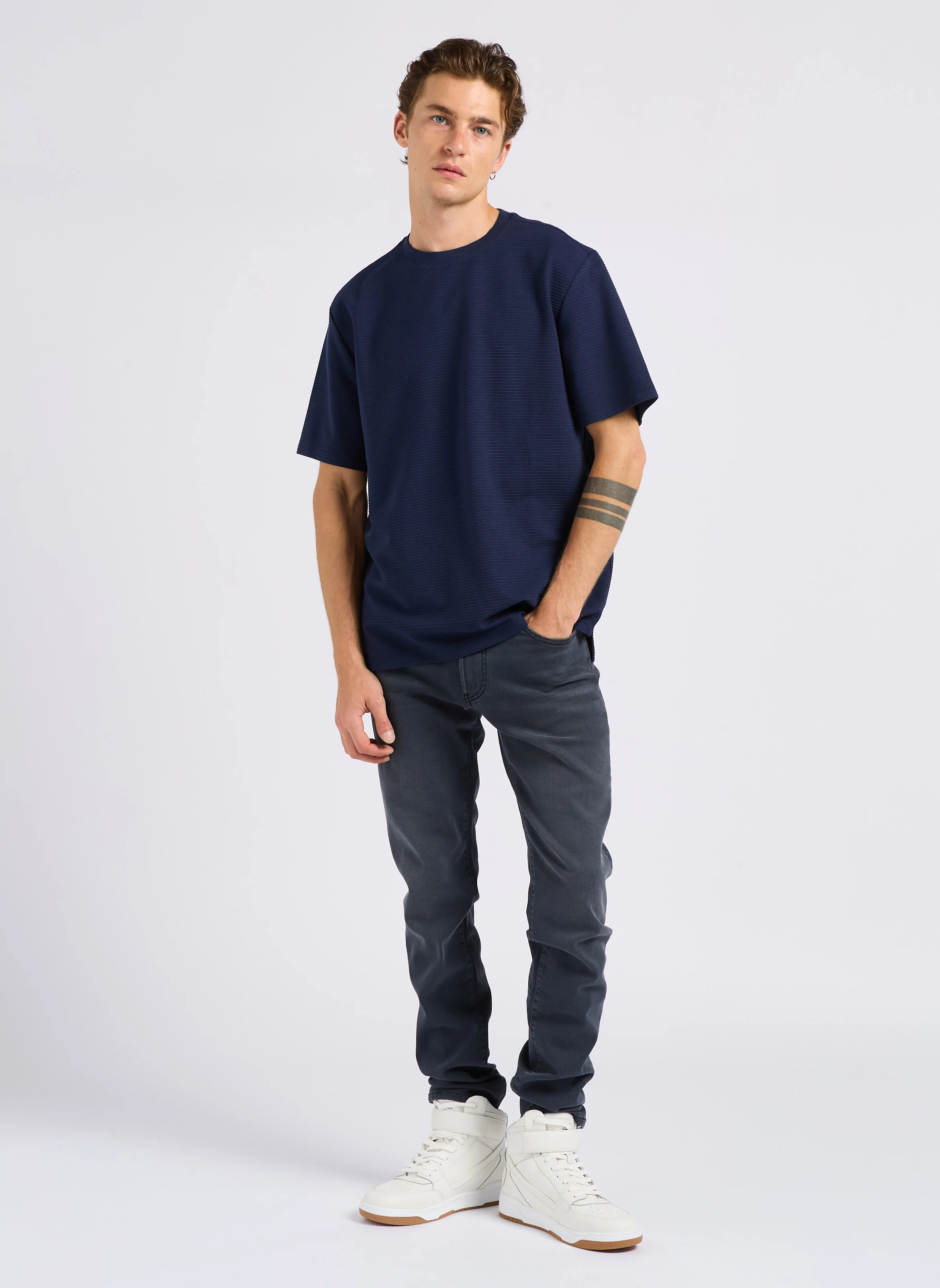 Jean slim en coton mélangé | Gris