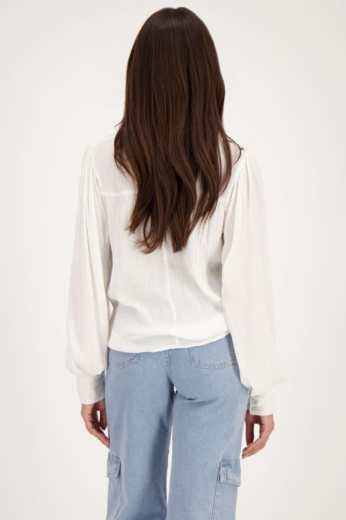Witte crinkle blouse met tapes