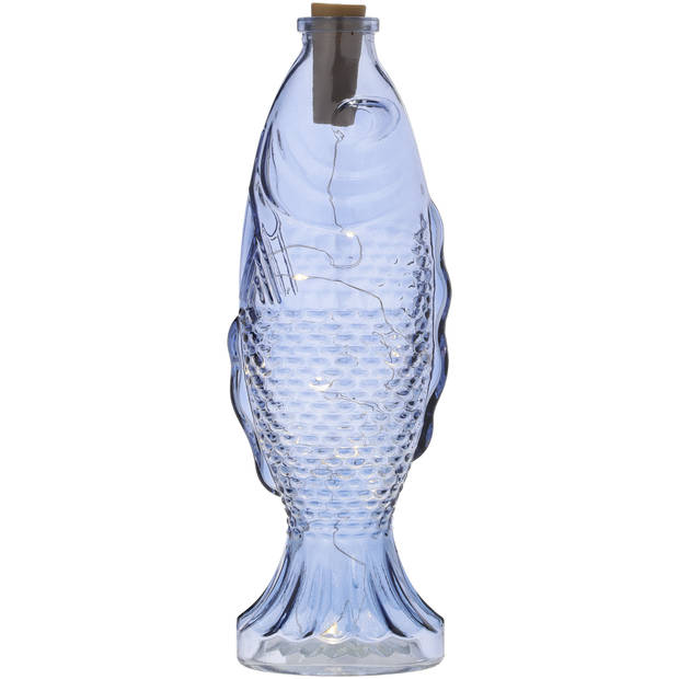 Blokker woondecoratie vis met LED - 27cm - blauw
