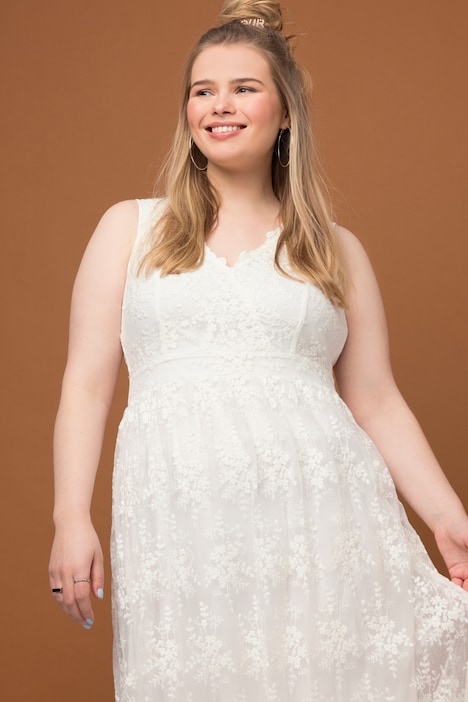 Hochzeitskleid, Spitze, V-Ausschnitt, ärmellos