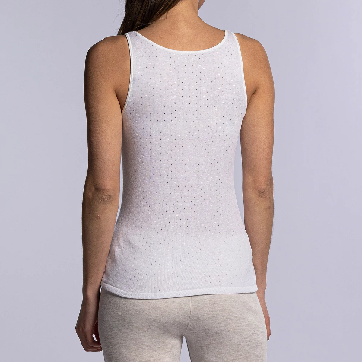 Débardeur thermique femme blanc pointelle